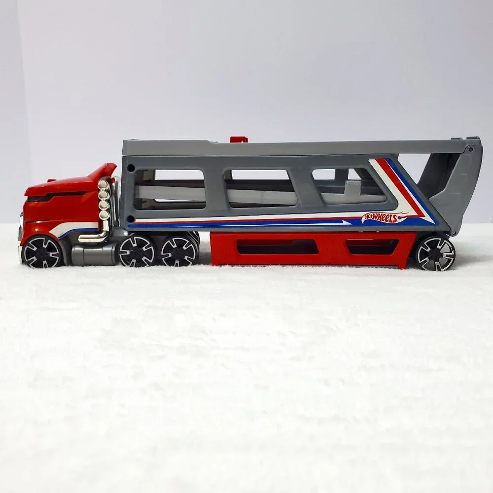 Hot Wheel Red Grey Truck Hauler & Vehicle Launcher Hot Wheel Car